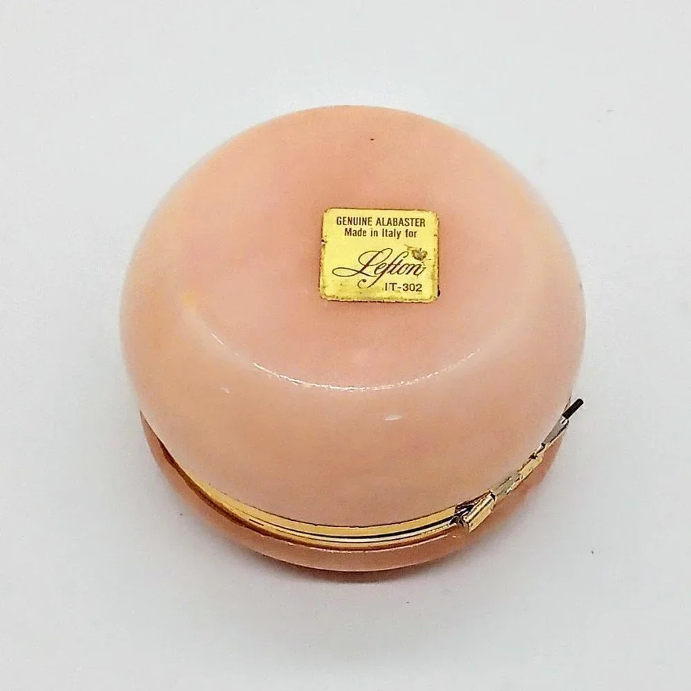 Vintage Lefton Pink Alabaster Italian Trinket Box
